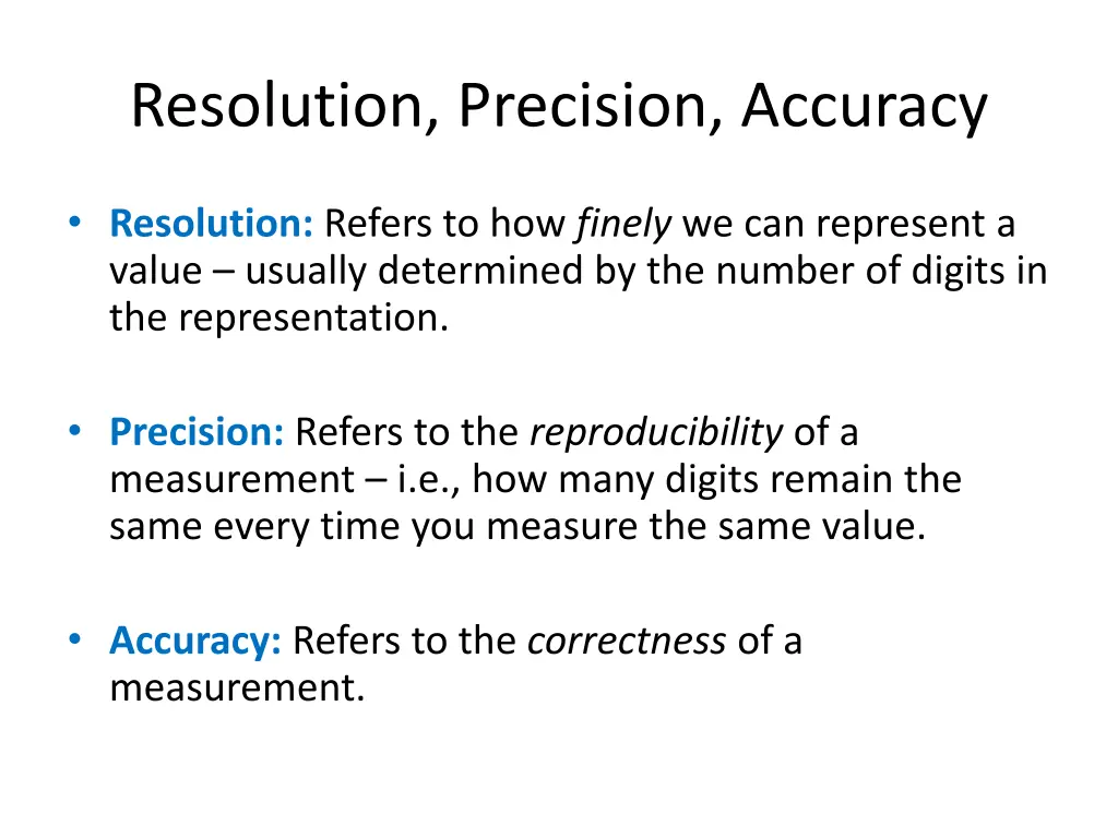 resolution precision accuracy