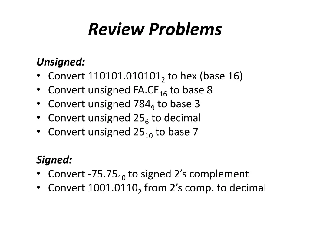 review problems