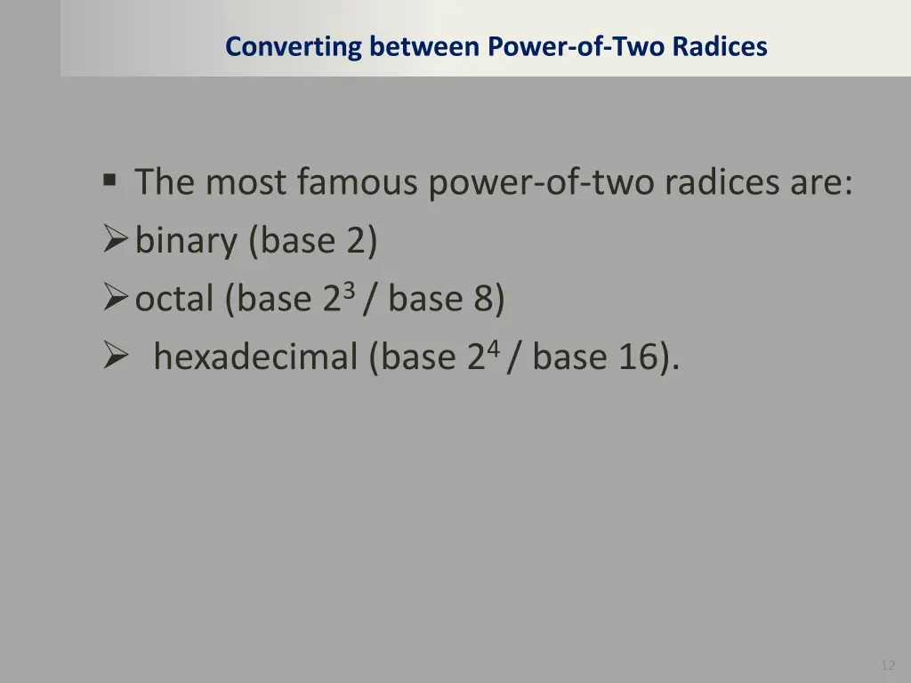 converting between power of two radices
