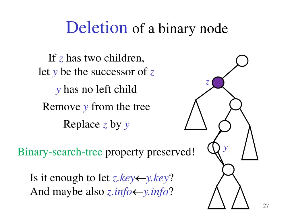 deletion of a binary node