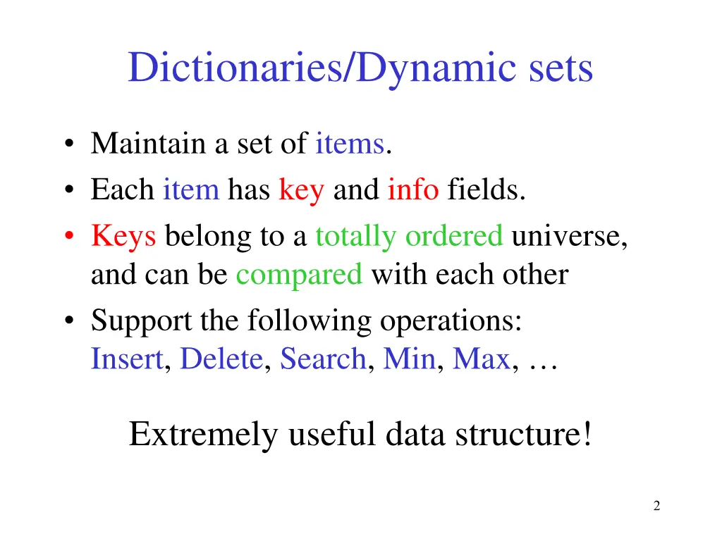 dictionaries dynamic sets