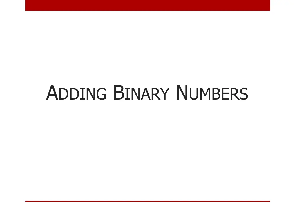 a dding b inary n umbers
