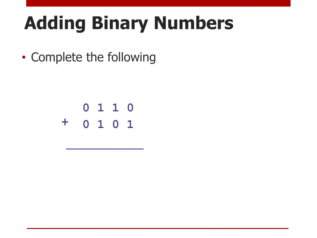 adding binary numbers