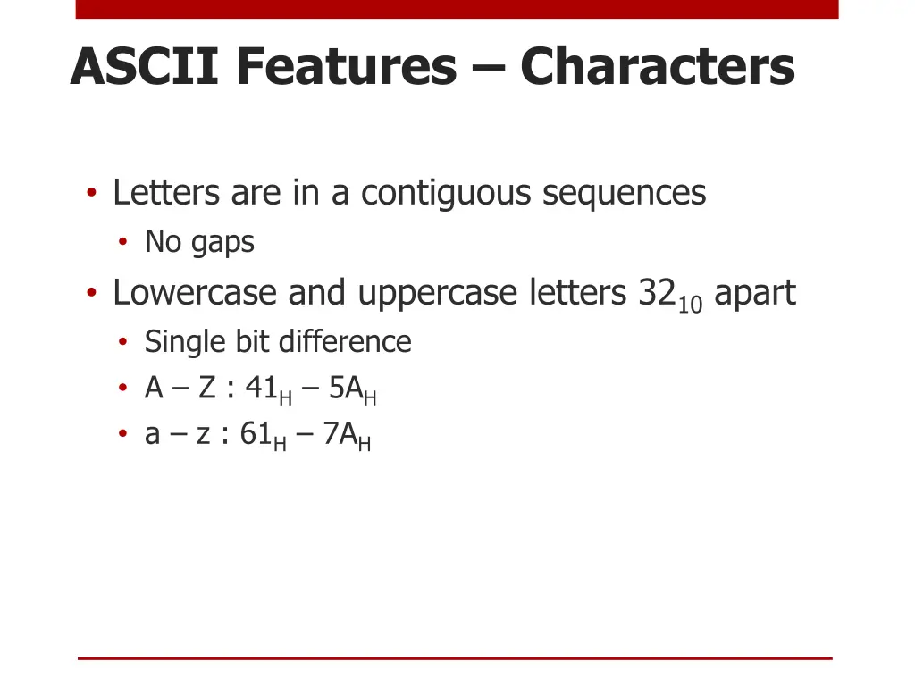 ascii features characters
