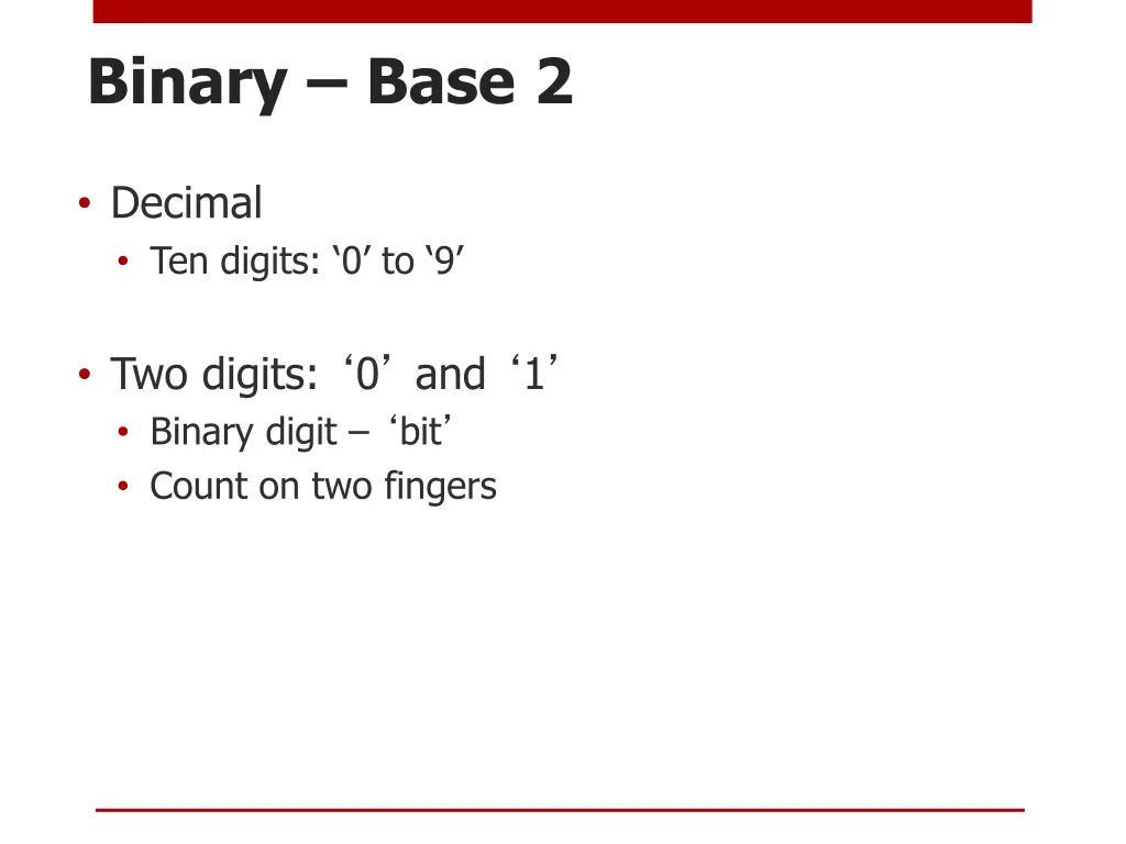 binary base 2