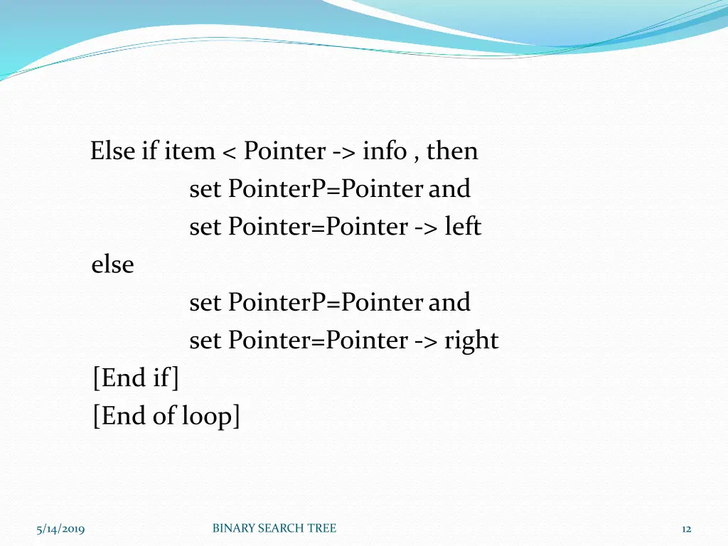 else if item pointer info then set pointerp