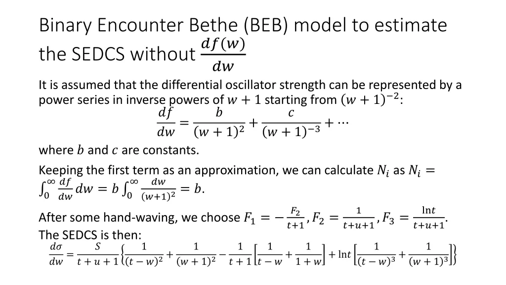 binary encounter bethe beb model to estimate