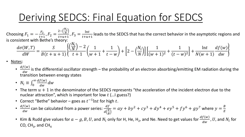 deriving sedcs final equation for sedcs