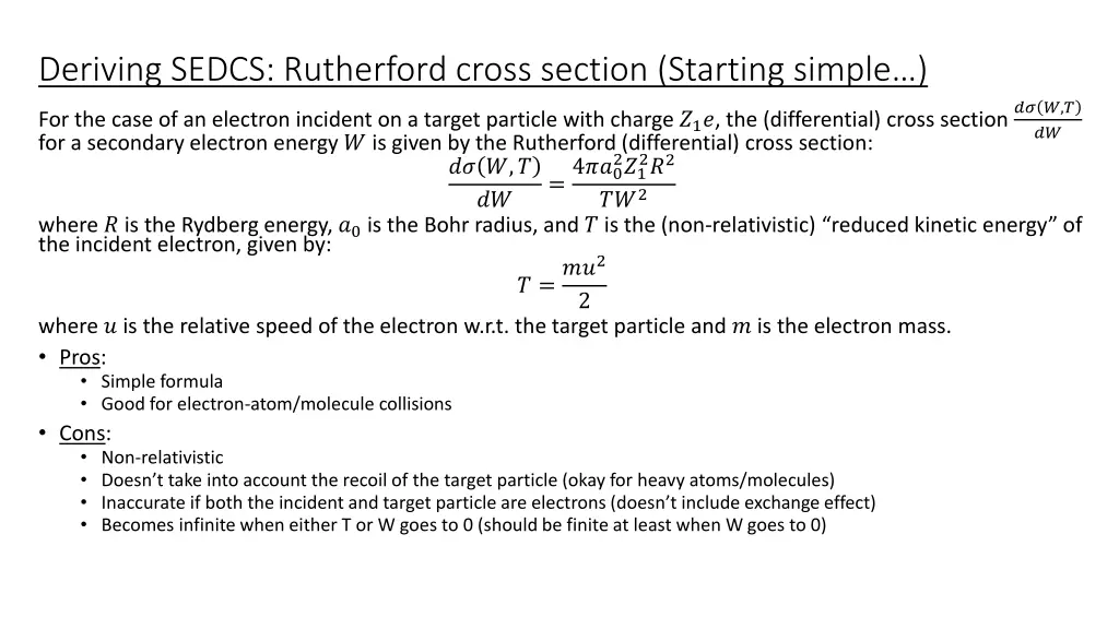 deriving sedcs rutherford cross section starting