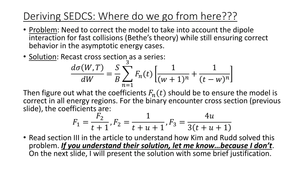 deriving sedcs where do we go from here problem