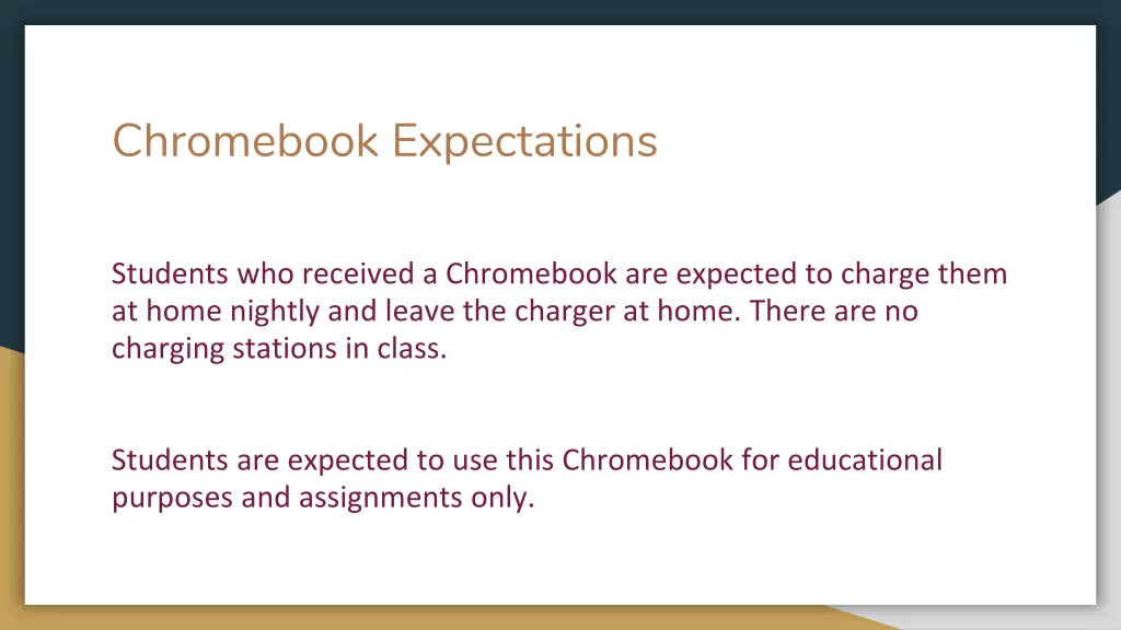 chromebook expectations