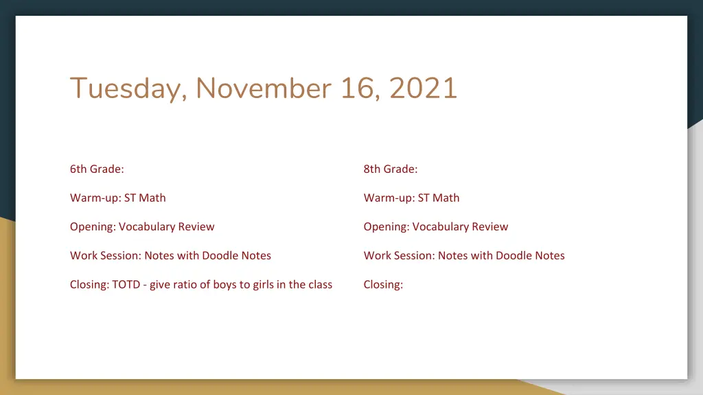 tuesday november 16 2021