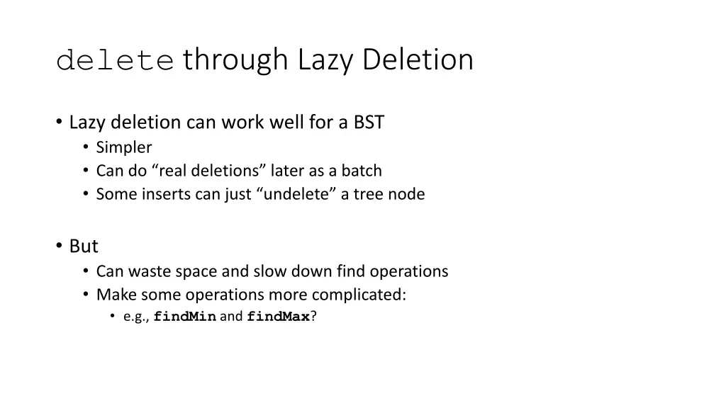 delete through lazy deletion