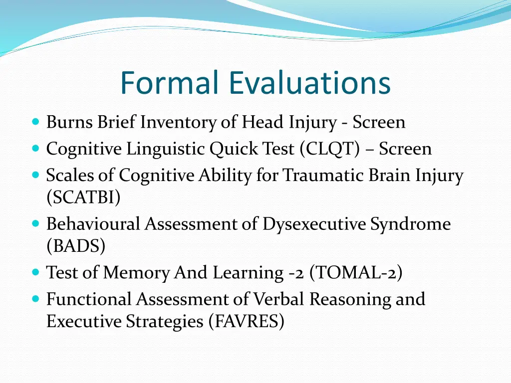 formal evaluations