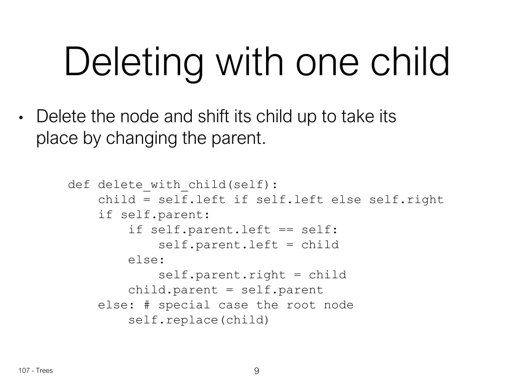deleting with one child