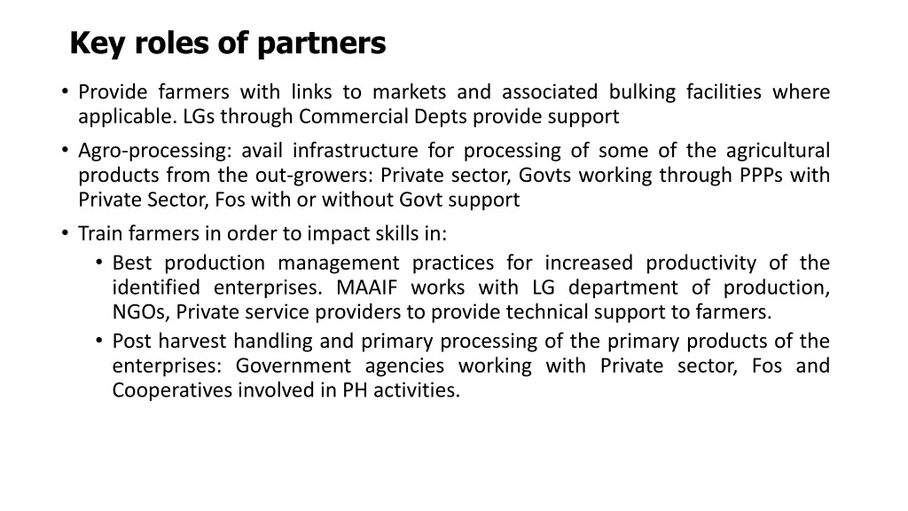 key roles of partners