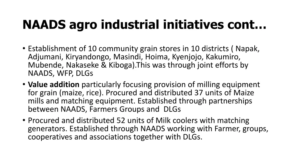 naads agro industrial initiatives cont