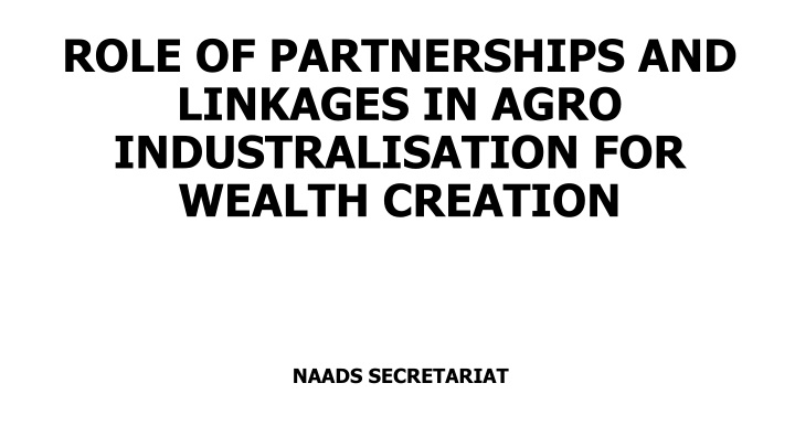 role of partnerships and linkages in agro