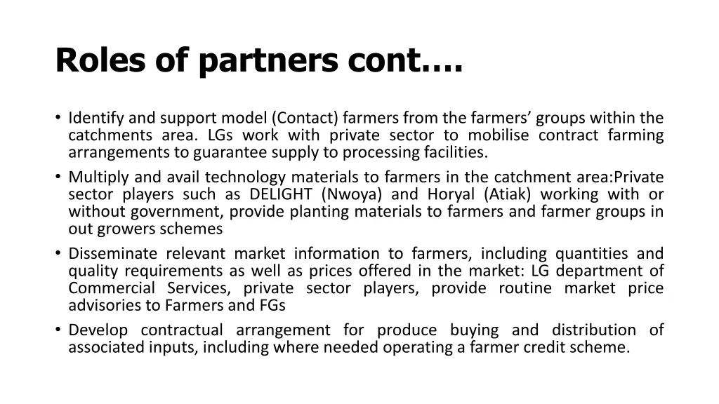 roles of partners cont