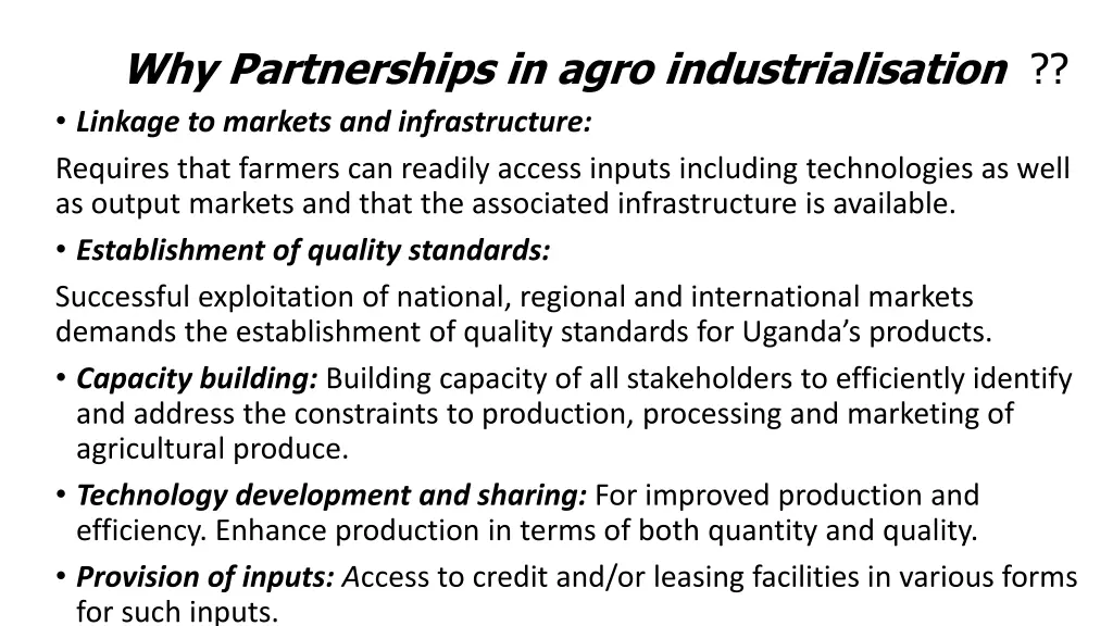 why partnerships in agro industrialisation