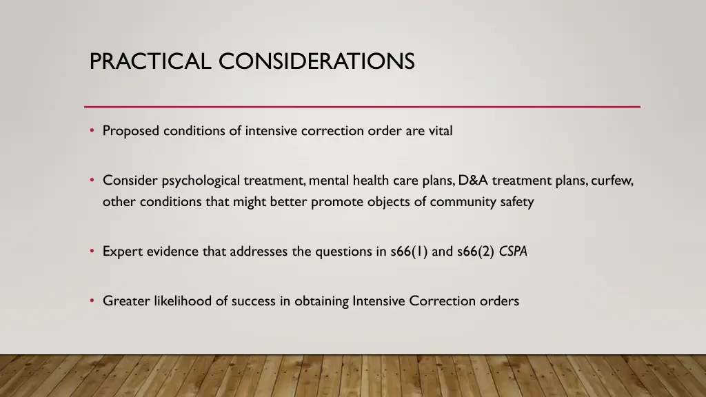 practical considerations