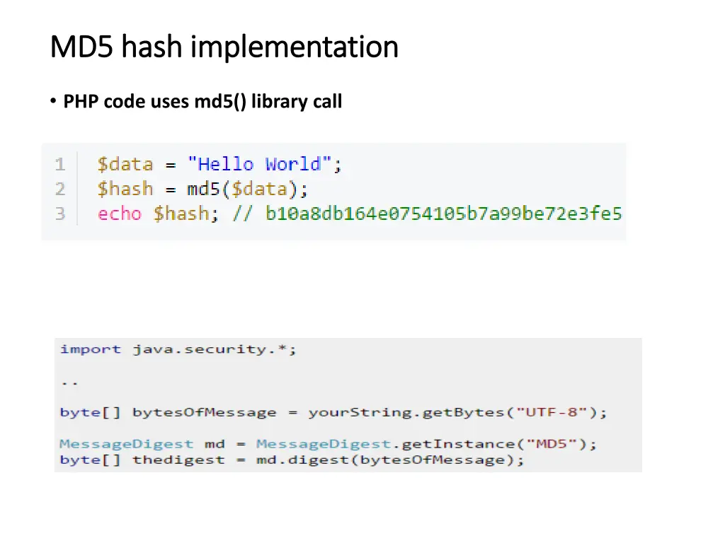 md5 hash implementation md5 hash implementation