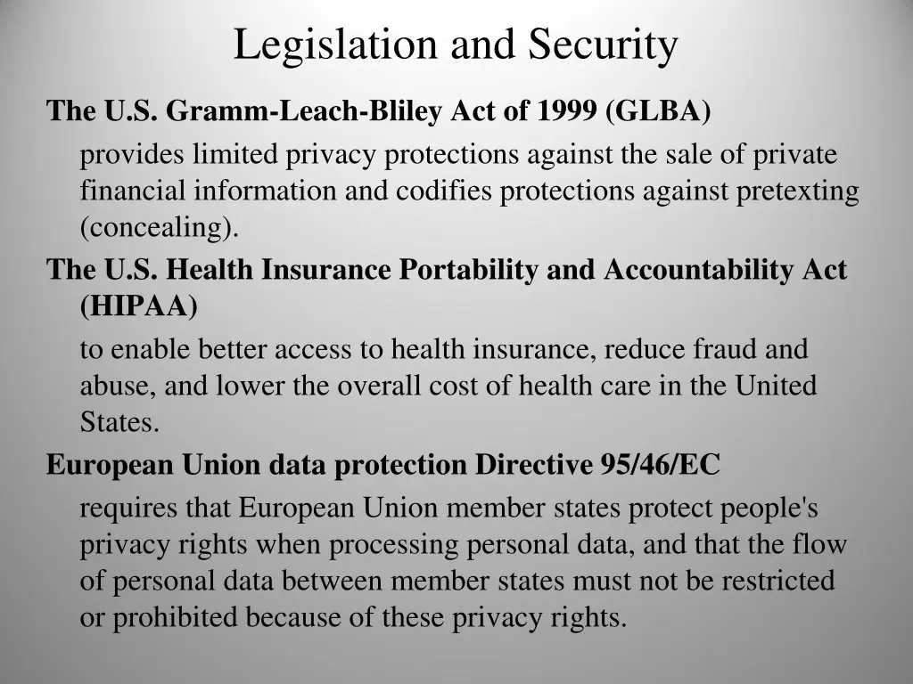 legislation and security