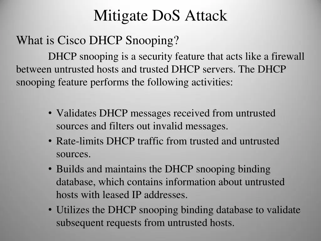 mitigate dos attack