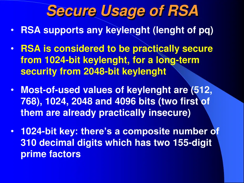 secure usage of rsa