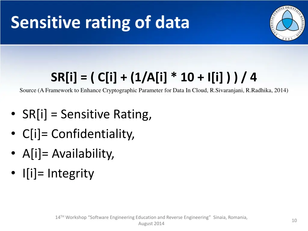 sensitive rating of data