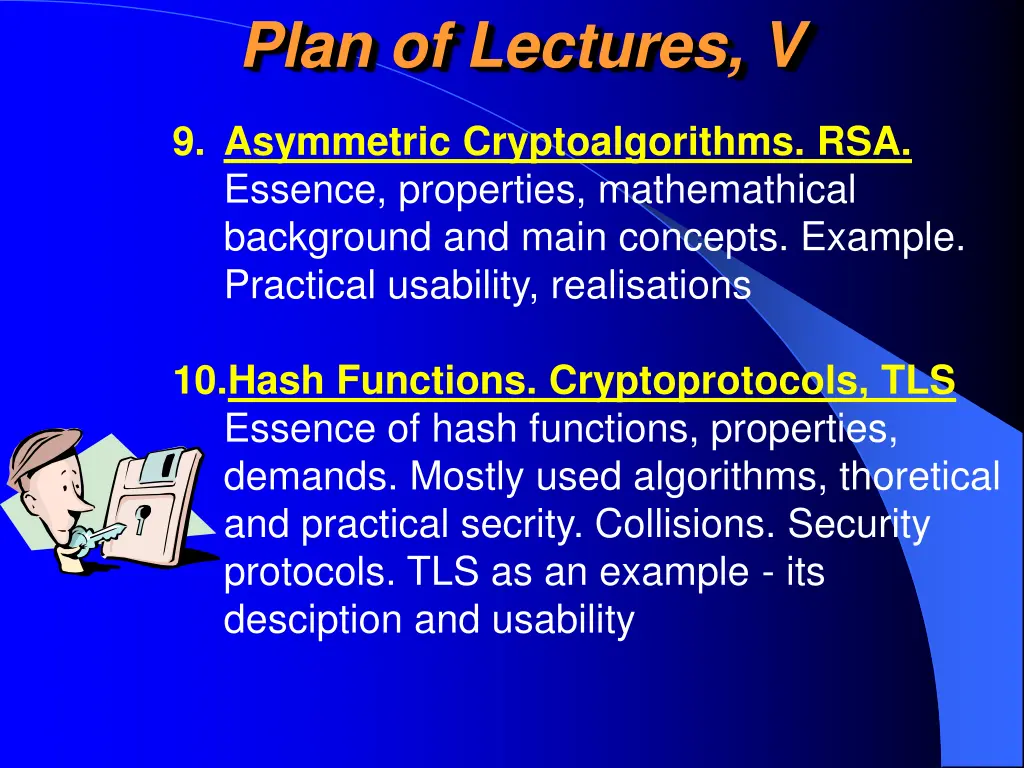 plan of lectures v
