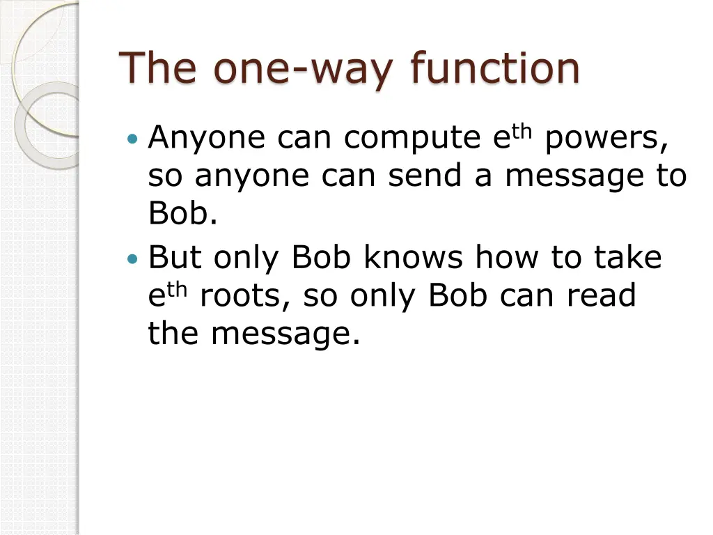 the one way function 1