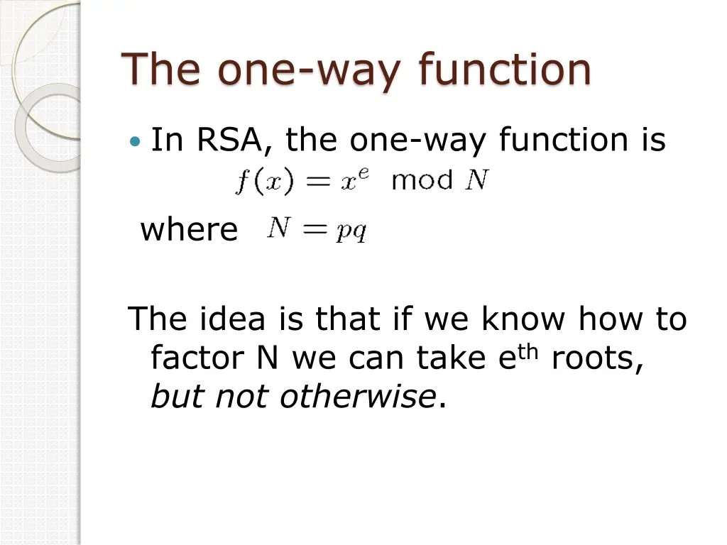 the one way function