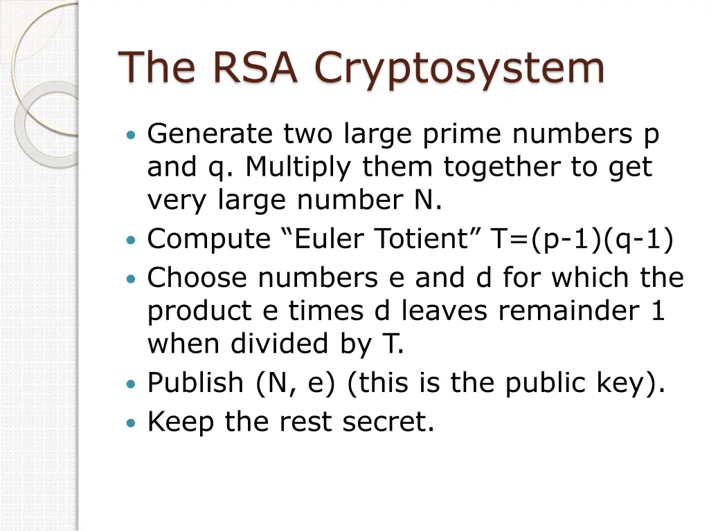 the rsa cryptosystem
