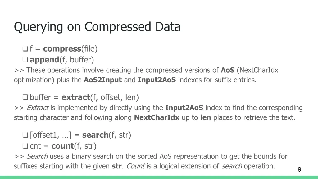 querying on compressed data