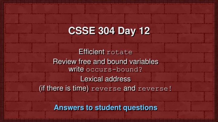 csse 304 day 12