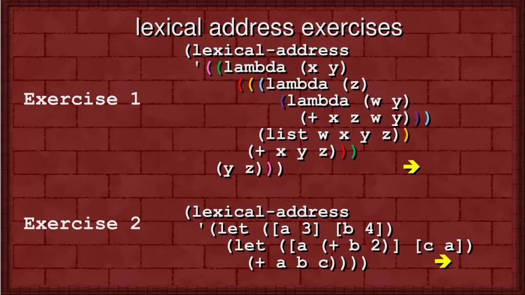 lexical address exercises lexical address lambda
