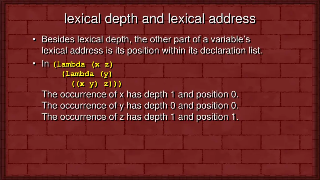 lexical depth and lexical address 2