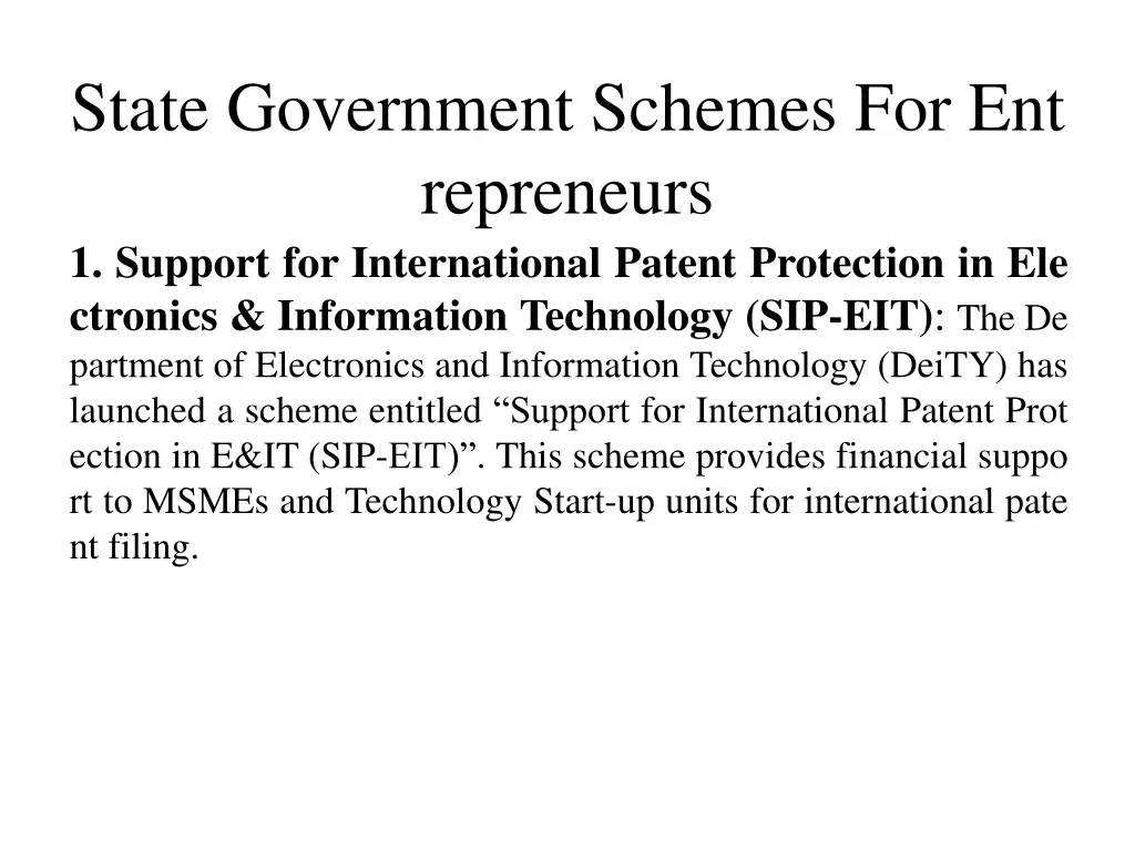 state government schemes for ent repreneurs