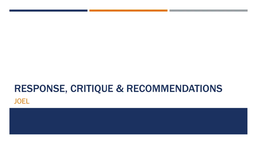response critique recommendations joel
