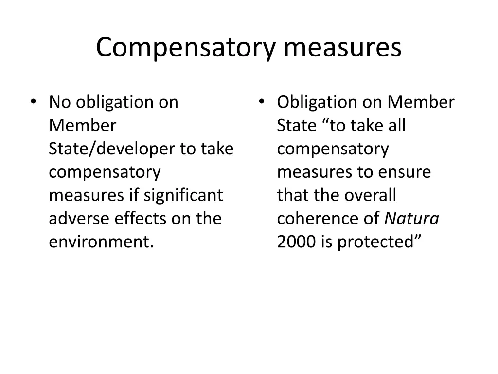 compensatory measures