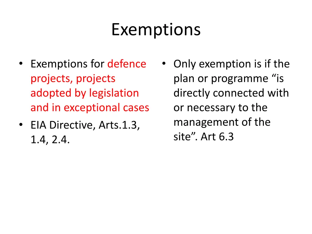 exemptions