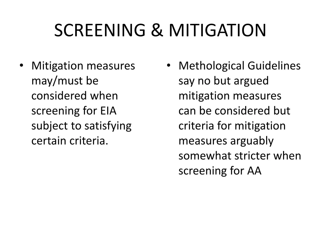 screening mitigation
