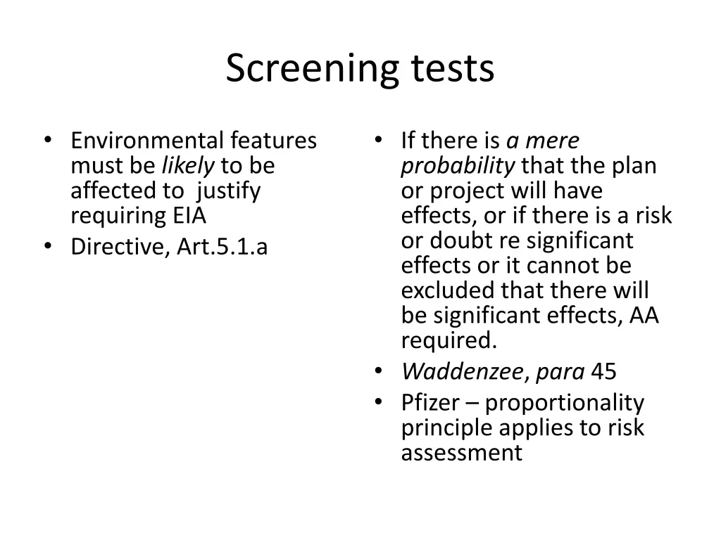 screening tests