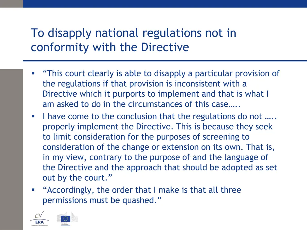 to disapply national regulations