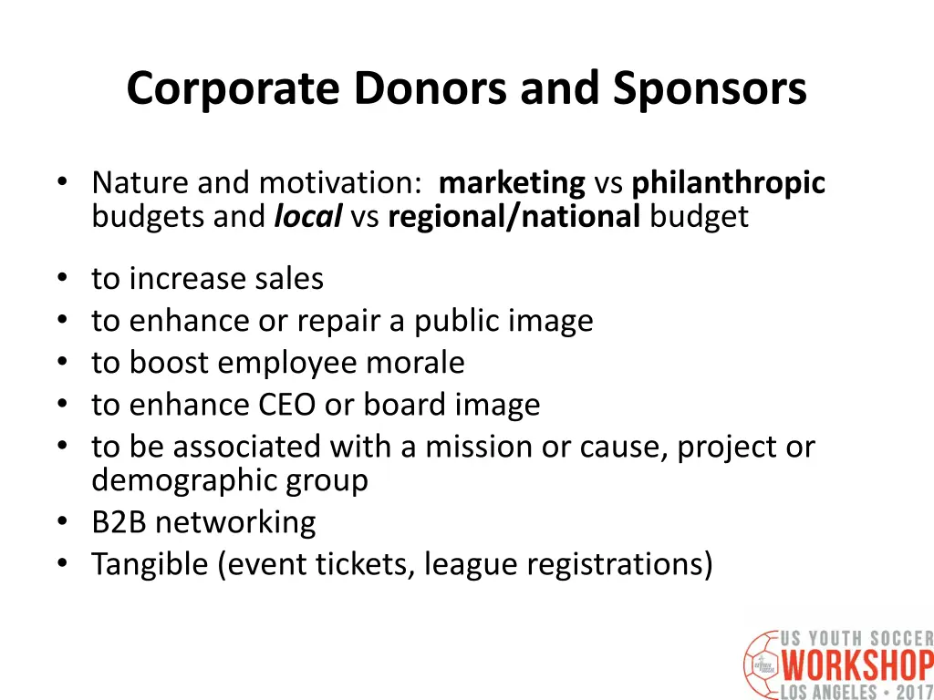 corporate donors and sponsors