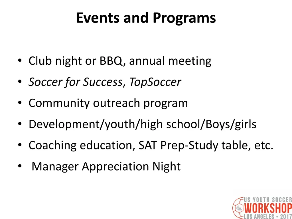 events and programs