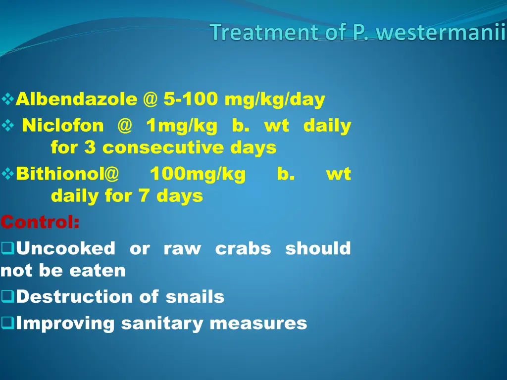 albendazole @ 5 100 mg kg day niclofon