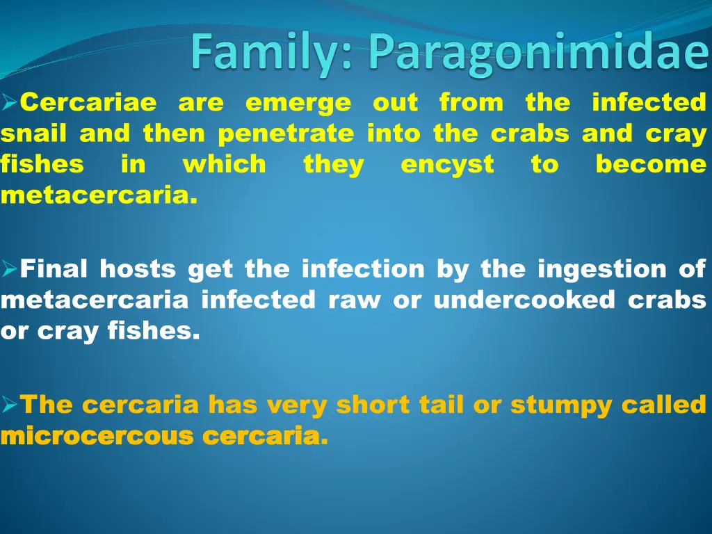 cercariae are emerge out from the infected snail