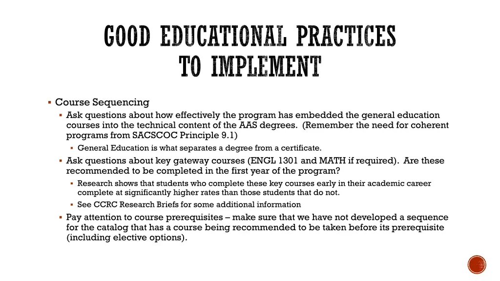 good educational practices to implement